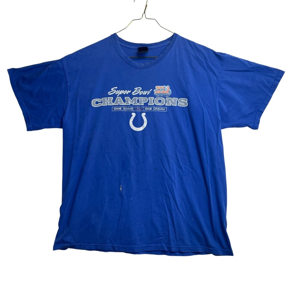 Indianapolis Colts NFL Super Bowl XLI Champions T-Shirt Blue XL Quail Hollow
